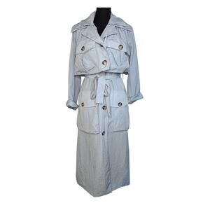NWT ASOS Powder Blue Trench Coat Utility Rain Jacket Belted Longline US 2